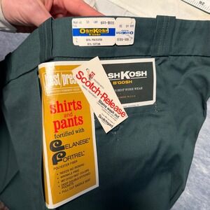 VTG Deadstock OshKosh B'Gosh Best-Prest Work Pants Green‎ 46x30 USA Talon 70s